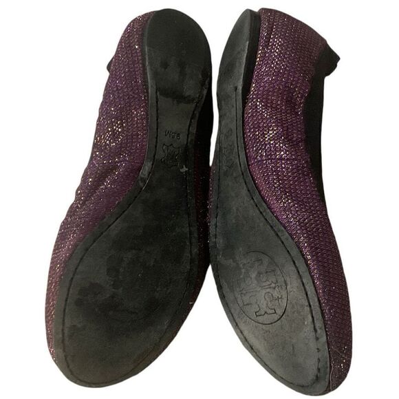 Tory Burch Purple Metallic Sparkle Caroline’s Flats 9.5 - Picture 8 of 9